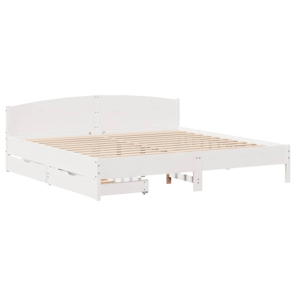 Estructura de cama sin colchón madera maciza blanca 200x200