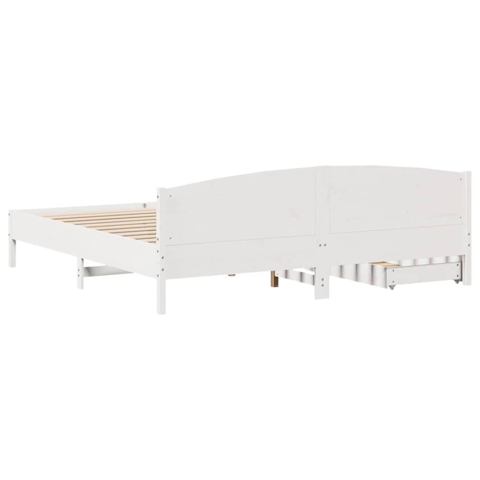 Estructura de cama sin colchón madera maciza blanca 200x200