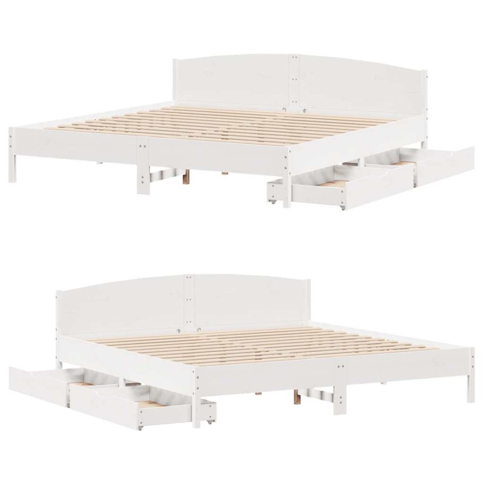 Estructura de cama sin colchón madera maciza blanca 200x200
