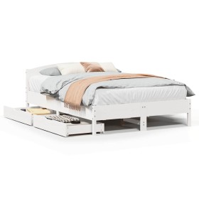 Estructura de cama sin colchón madera de pino blanca 140x200