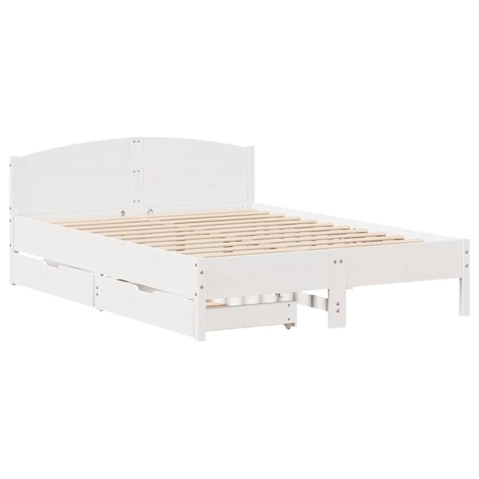 Estructura de cama sin colchón madera de pino blanca 140x200