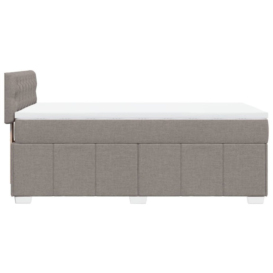 Cama box spring con colchón tela gris taupe 100x200