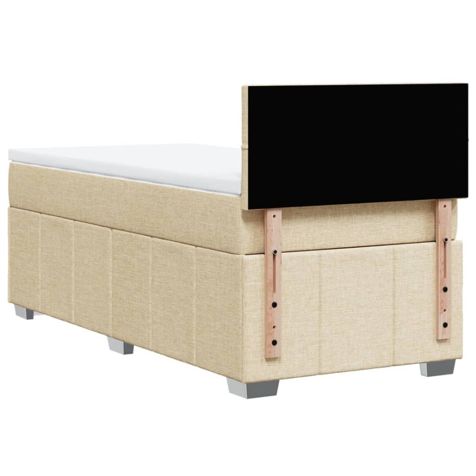 Cama box spring con colchón tela color crema 100x200