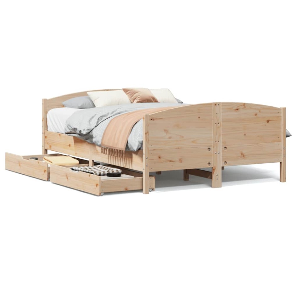 Estructura de cama sin colchón madera maciza de pino 120x190