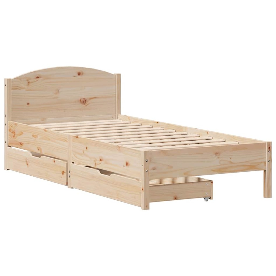 Estructura de cama sin colchón madera maciza de pino 100x200
