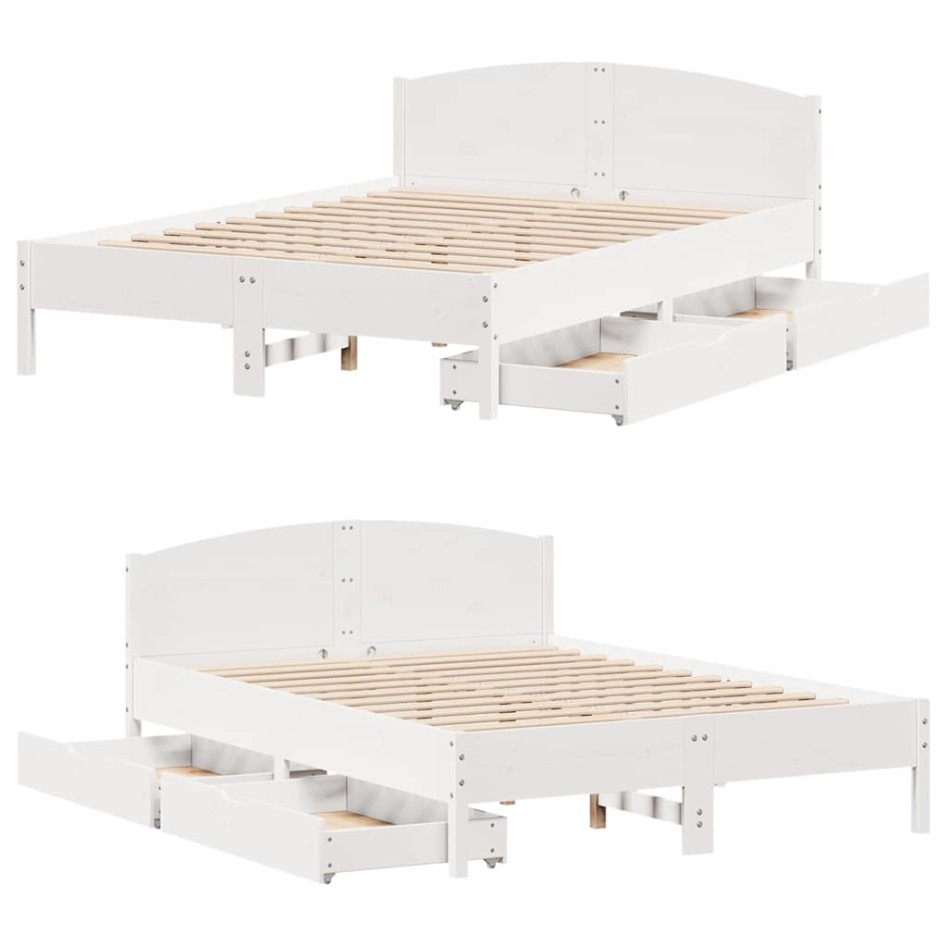 Estructura de cama sin colchón madera maciza blanca 120x190