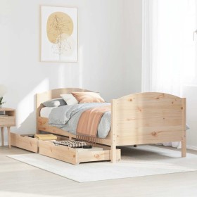 Estructura de cama sin colchón madera maciza de pino 90x190