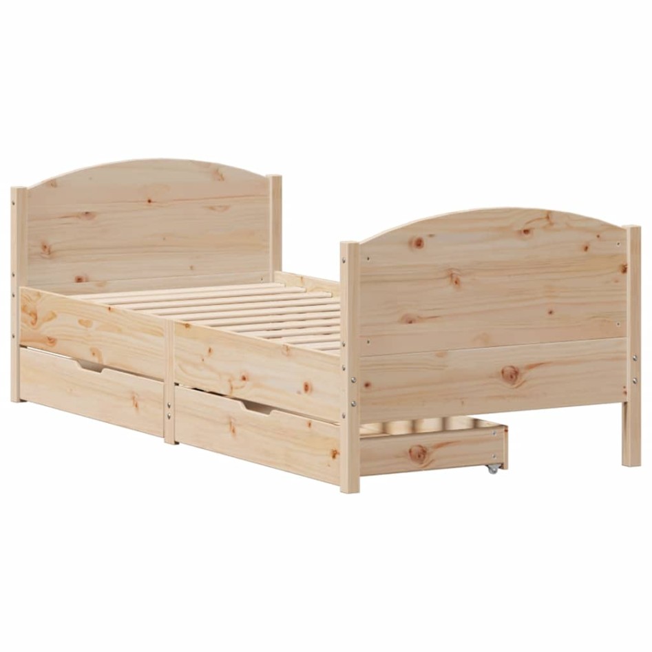 Estructura de cama sin colchón madera maciza de pino 90x190