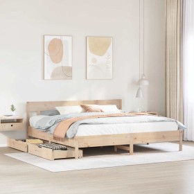 Estructura de cama sin colchón madera maciza de pino 200x200