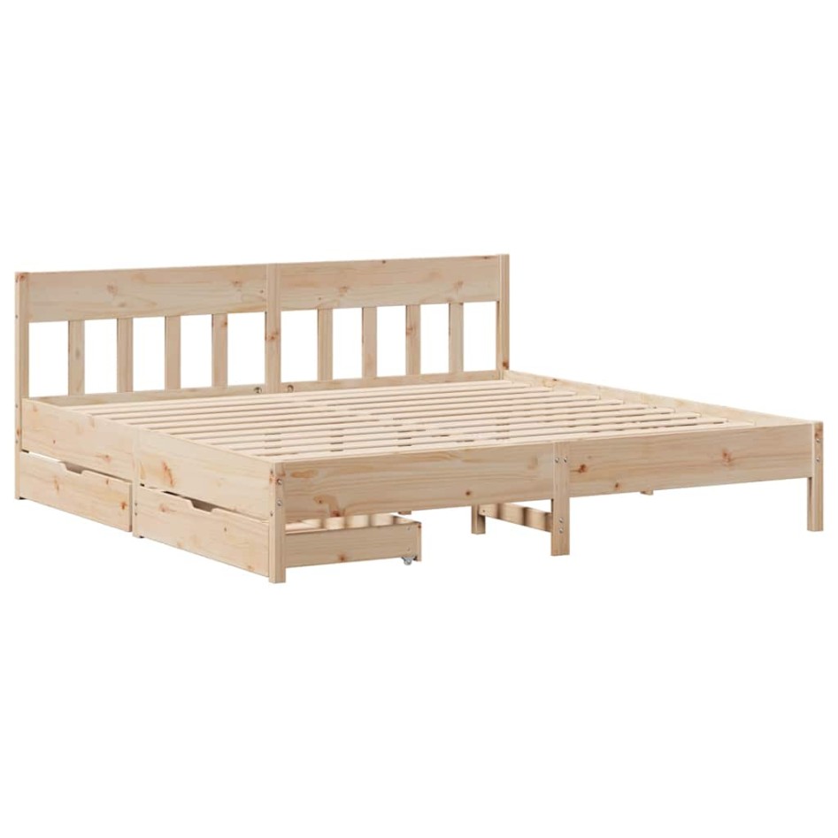 Estructura de cama sin colchón madera maciza de pino 200x200