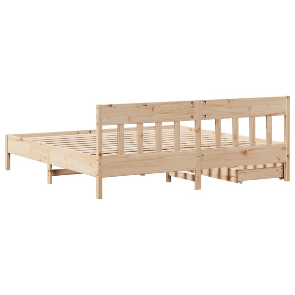 Estructura de cama sin colchón madera maciza de pino 200x200