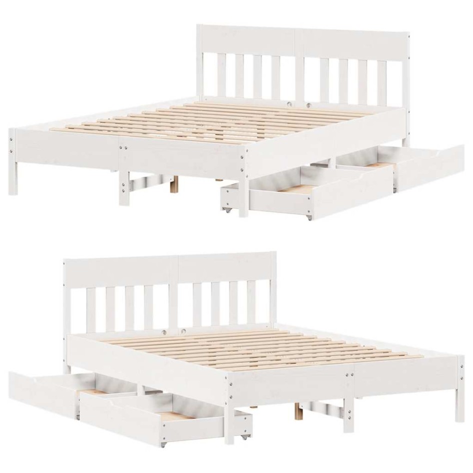 Estructura de cama sin colchón madera maciza de pino 160x200