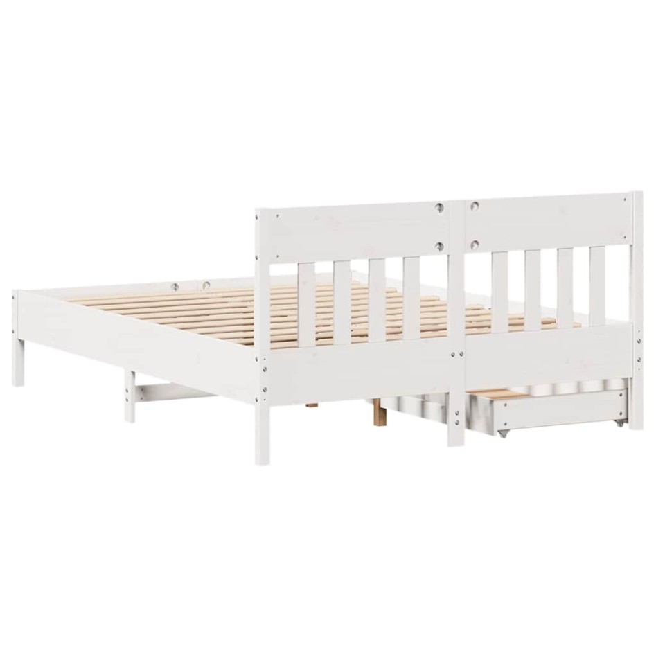 Estructura de cama sin colchón madera de pino blanco 135x190