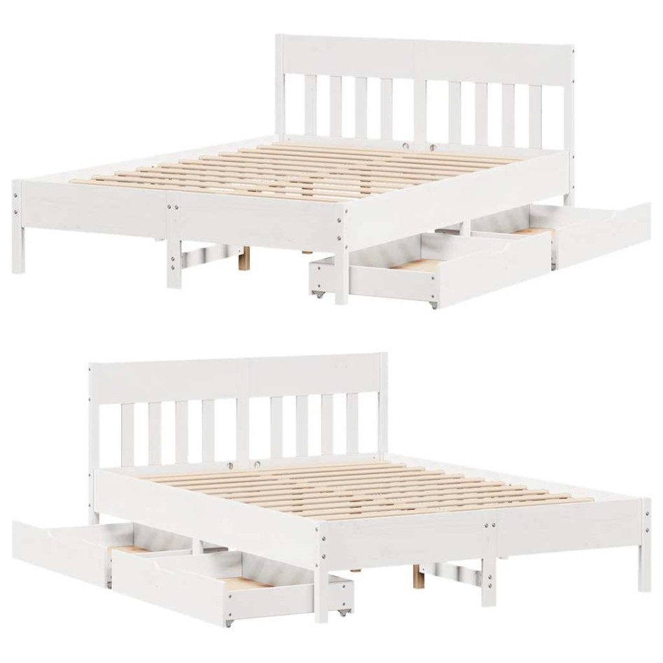 Estructura de cama sin colchón madera de pino blanco 135x190