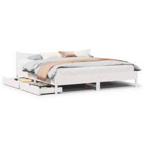 Estructura de cama con cajones madera maciza de pino 200x200