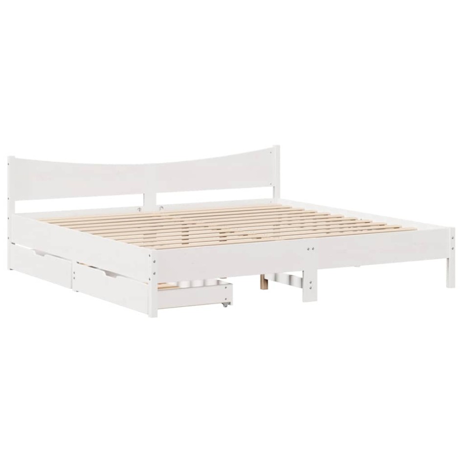 Estructura de cama con cajones madera maciza de pino 200x200