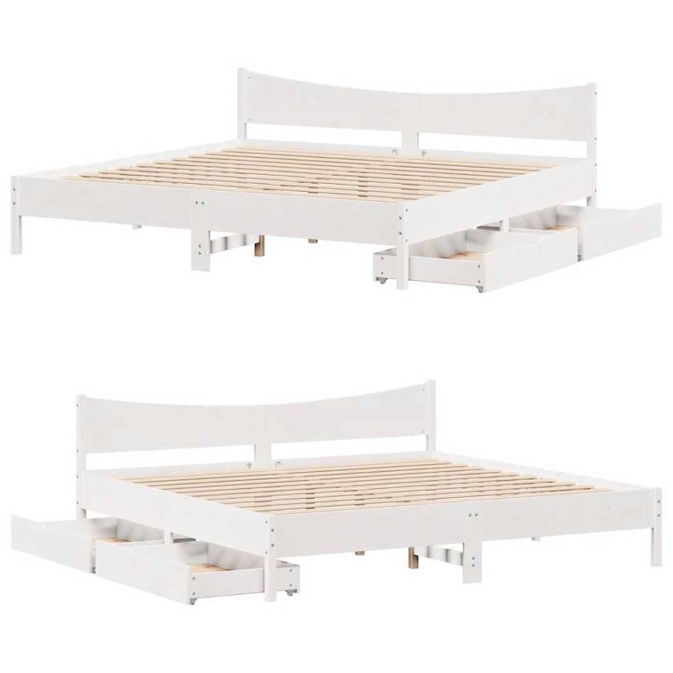 Estructura de cama con cajones madera maciza de pino 200x200