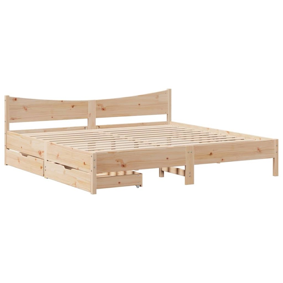 Estructura de cama con cajones madera maciza de pino 180x200