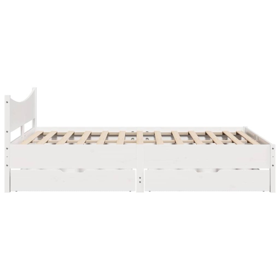 Estructura de cama con cojines madera de pino blanca 140x190