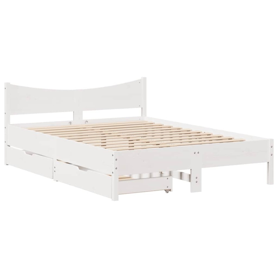 Estructura de cama con cajones madera pino blanco 120x190