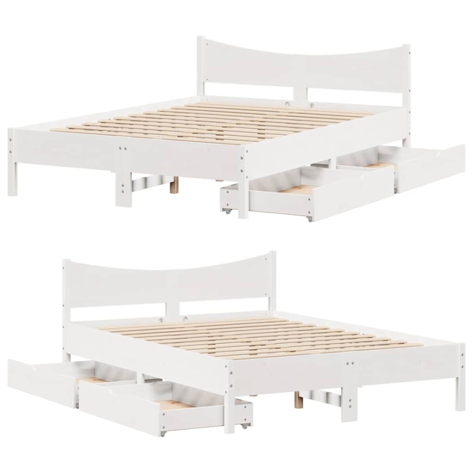 Estructura de cama con cajones madera pino blanco 120x190