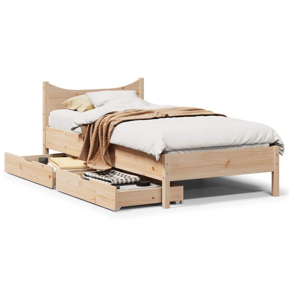 Estructura de cama con cajones madera maciza pino 90x190