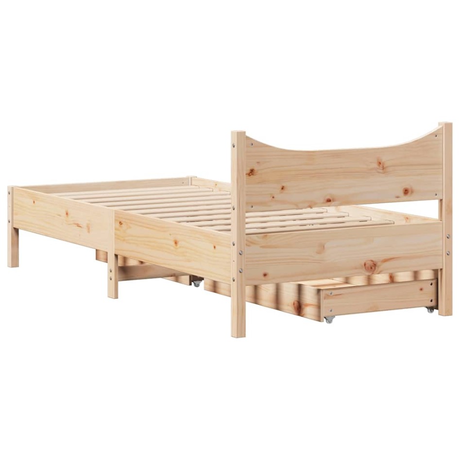 Estructura de cama con cajones madera maciza pino 90x190