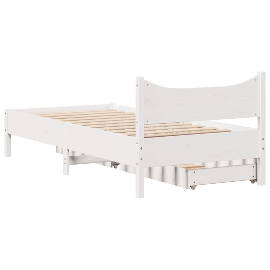 Estructura cama con cajones madera maciza pino blanco 75x190