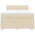 Cama box spring con colchón tela color crema 160x200