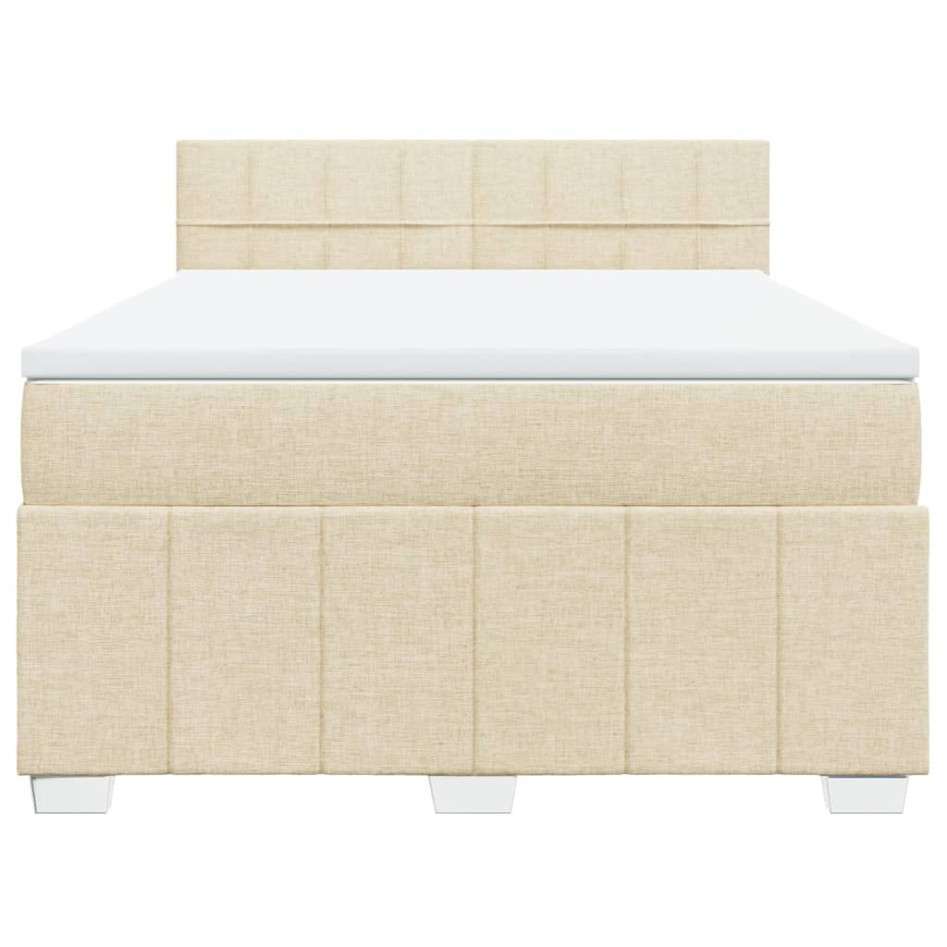 Cama box spring con colchón tela color crema 160x200