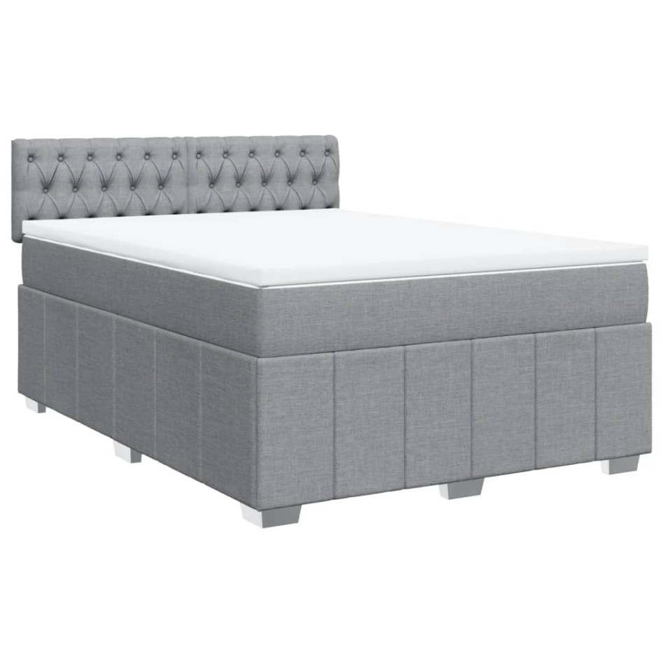 Cama box spring con colchón tela gris claro 160x200