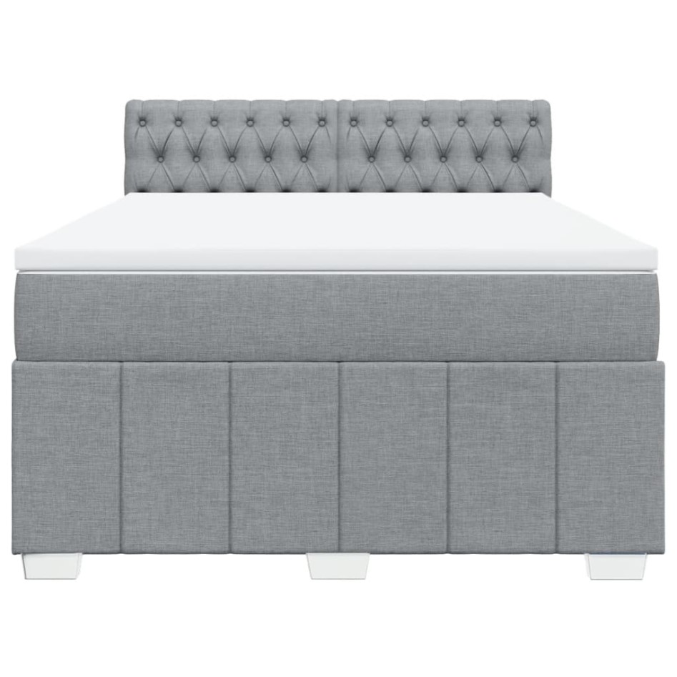 Cama box spring con colchón tela gris claro 160x200