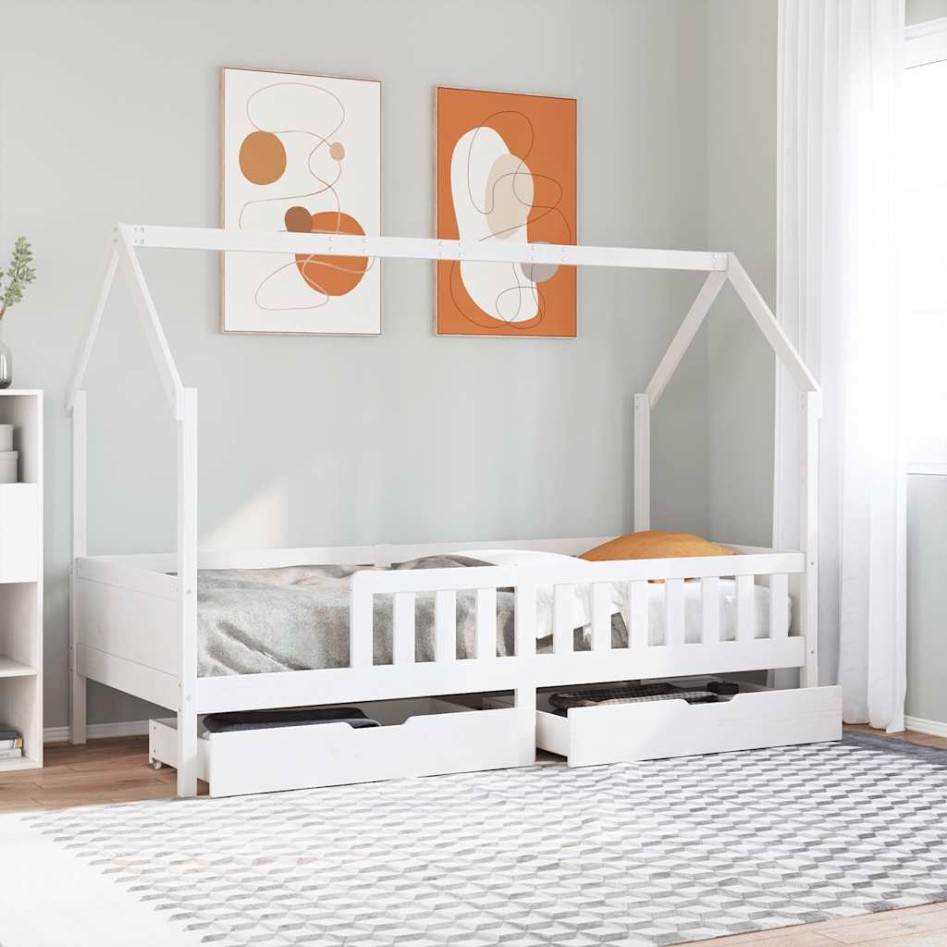 Estructura de cama para niños con cajones madera pino 80x200