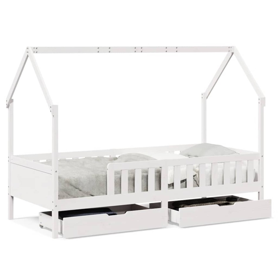 Estructura de cama para niños con cajones madera pino 80x200