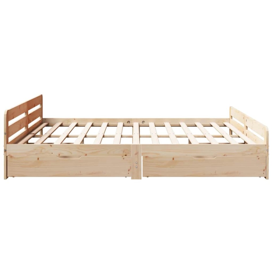 Estructura de cama sin colchón madera maciza de pino 200x200