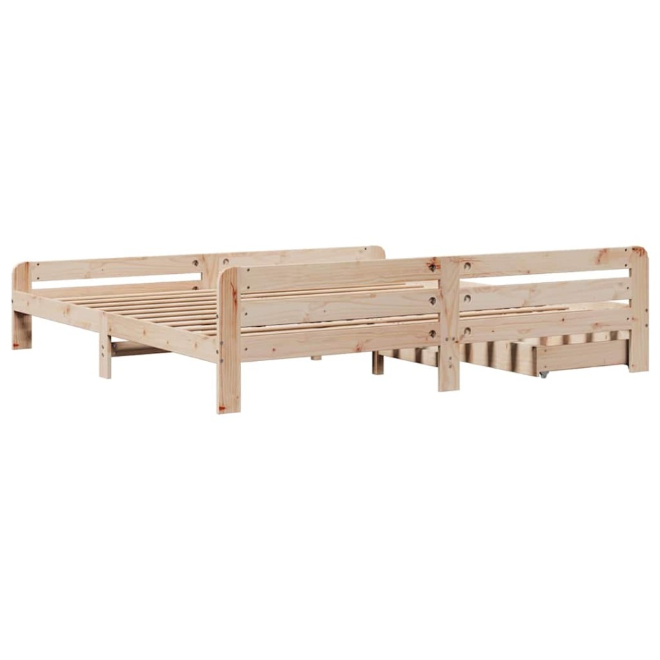 Estructura de cama sin colchón madera maciza de pino 200x200
