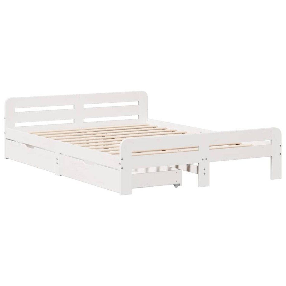 Estructura de cama sin colchón madera de pino blanca 140x200