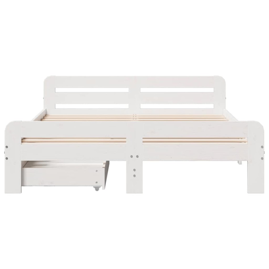 Estructura de cama sin colchón madera de pino blanca 140x190