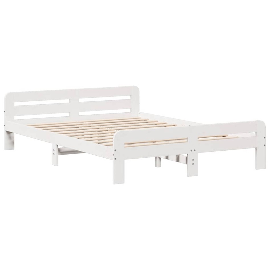 Estructura de cama sin colchón madera de pino blanca 140x190