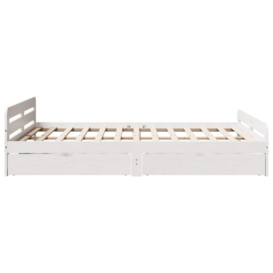 Estructura de cama sin colchón madera de pino blanca 140x190
