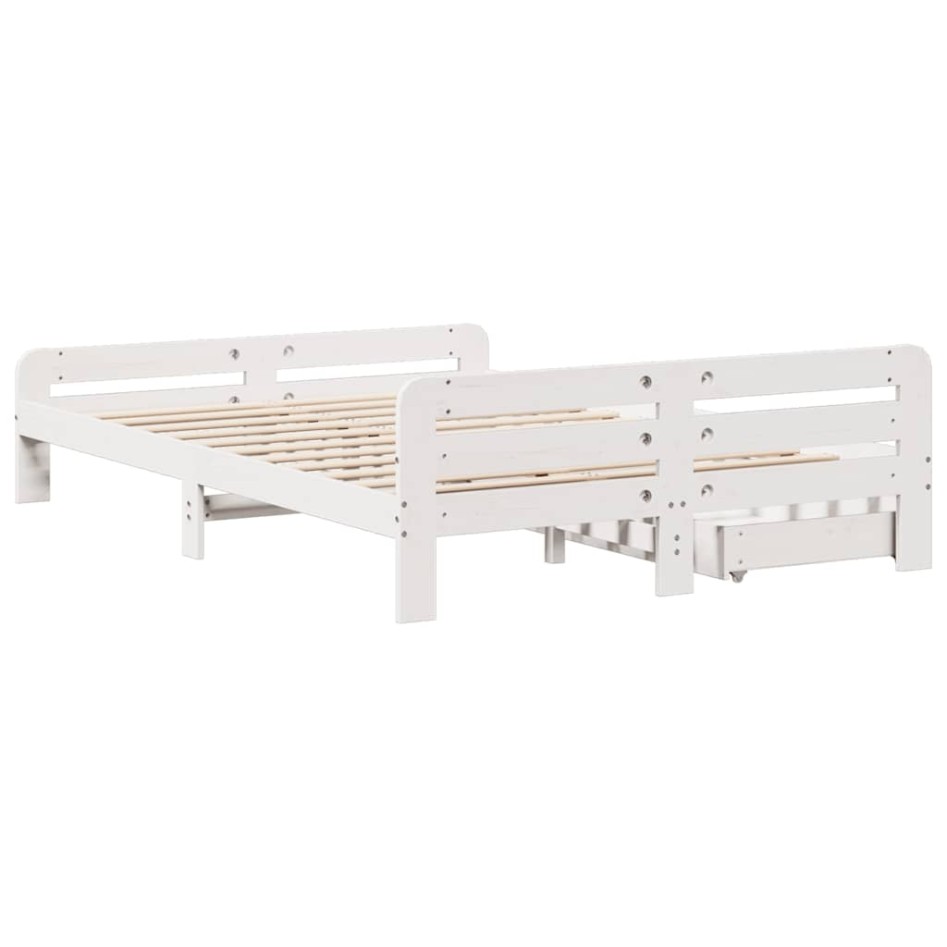 Estructura de cama sin colchón madera de pino blanca 140x190