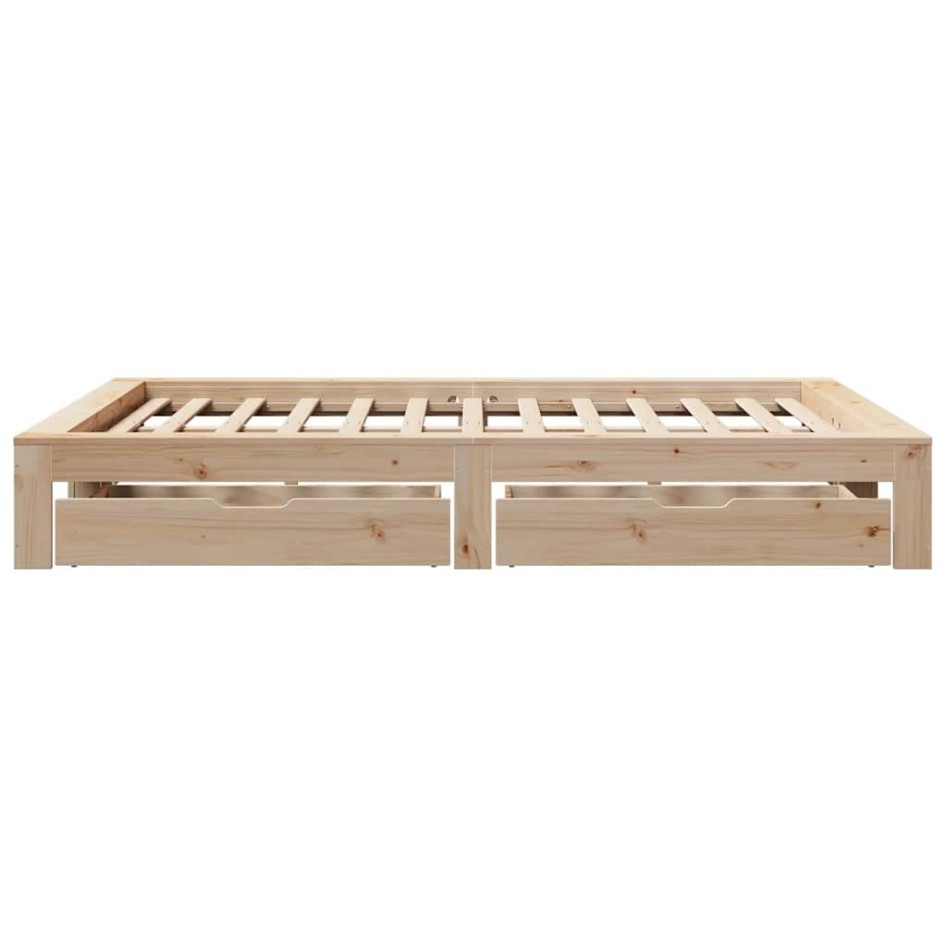 Estructura de cama sin colchón madera maciza de pino 140x190