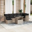 Set de sofás de jardín 8 pzas y cojines ratán sintético gris