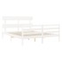 Estructura de cama con cabecero madera maciza blanco 160x200