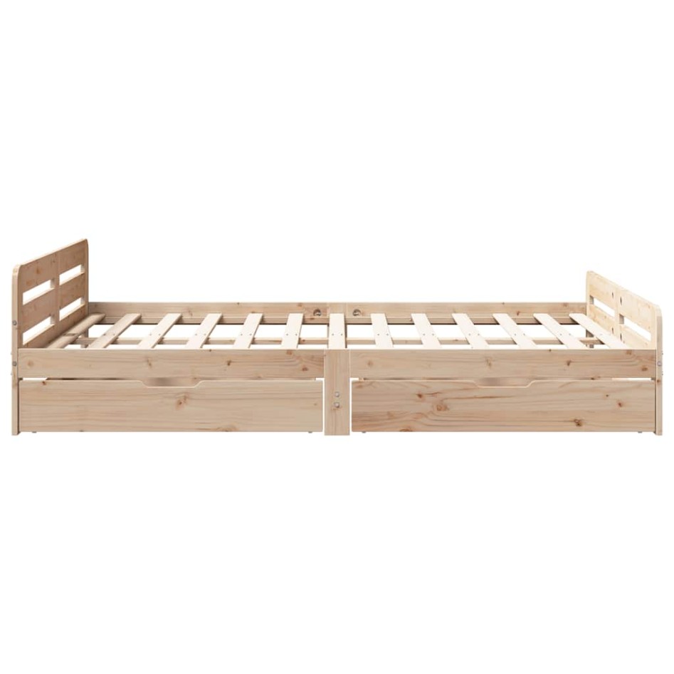 Estructura de cama sin colchón madera maciza de pino 160x200
