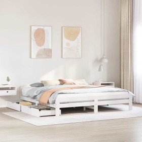 Cama sin colchón madera maciza de pino blanca 180x200