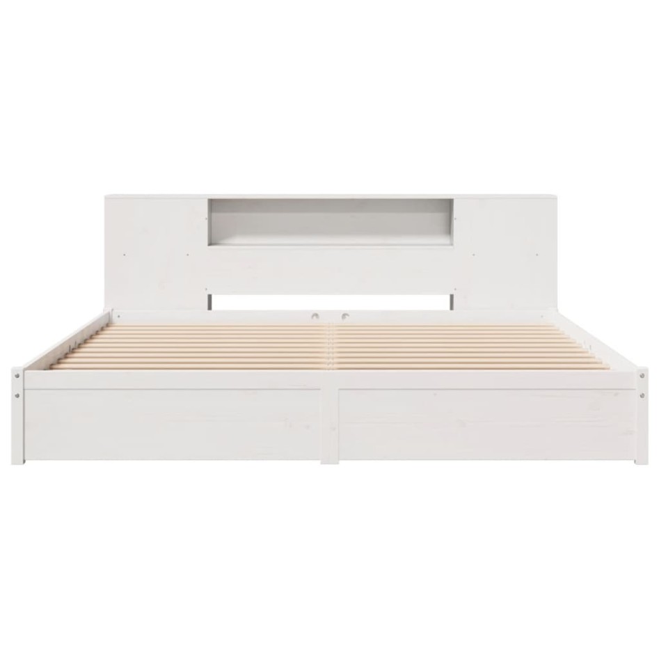 Cama con estantería sin colchón madera maciza blanca 180x200