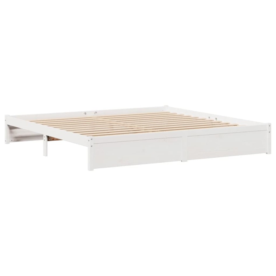 Cama con estantería sin colchón madera maciza blanca 180x200