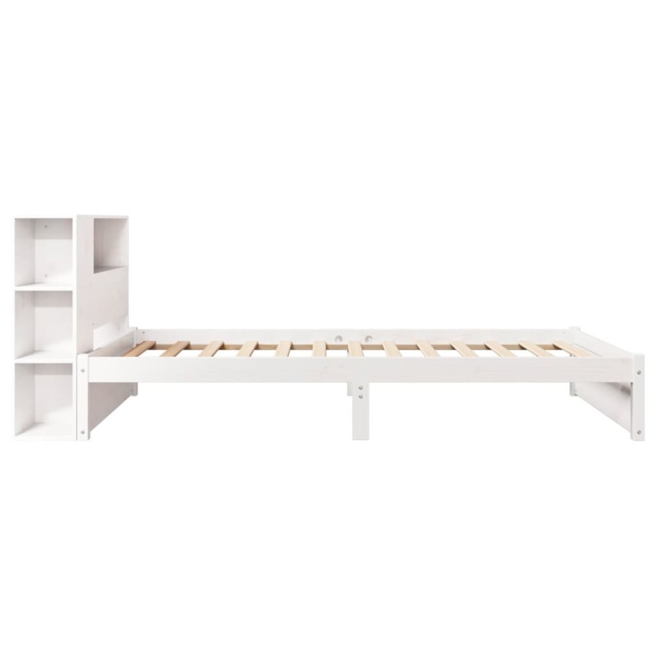 Cama con estantería sin colchón madera maciza blanca 75x190