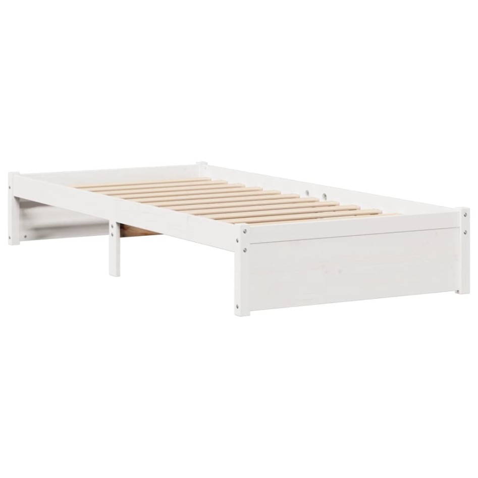 Cama con estantería sin colchón madera maciza blanca 75x190